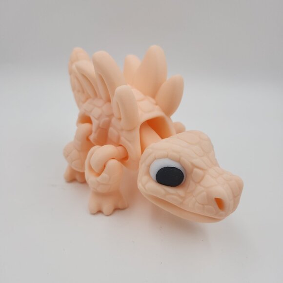 3D Printed Articulated Dinosaur - Stegosaurus - Peach - PLA‎ Filament - Picture 1 of 12